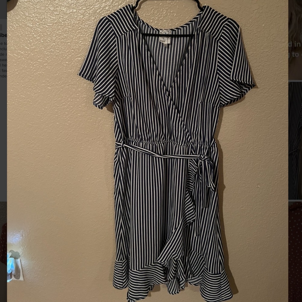 Blue and white dress